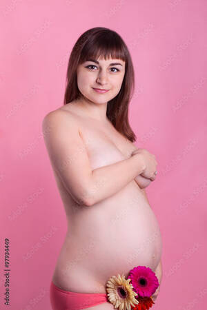 cute naked pregnant ladies - Cute pregnant nude woman girl with fllowers foto de Stock | Adobe Stock