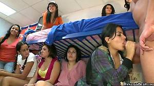 front of her friends - College girl is sucking a cock in front of her friends until the guy cums  filling