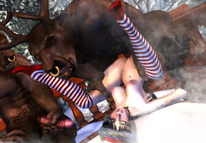 3d Porn Sex With Deer - Raging deer-like monsters take young elven babe's virginity | Elf raped by  demons
