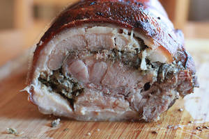 Food Belly Stuffing Porn - Porchetta – Pork Belly Stuffed with Pancetta, Pork Shoulder, Garlic  and