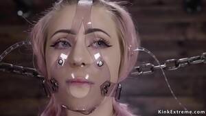 bdsm facial - Alt blonde chained in standing position in extreme device bondage with  plastic mask on her face then bent over gets ass whipped by master The Pope  - XNXX.COM