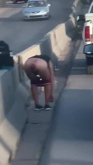 anal highway - Girl bends over on side of highway prolapsing asshole - ThisVid.com