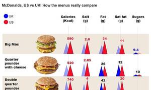 Mp Big Mac Porn - McDonalds, US vs UK! How the menus really compare, from calories in a Big  Mac to sugar in a chocolate milkshake (and the results might shock you!) |  Daily Mail Online