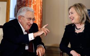 Hillary Clinton Monster Porn - Former secretaries of state Henry Kissinger and Hillary Clinton talk during  an interview by PBS's Charlie Rose, Washington, DC, April 20, 2011.