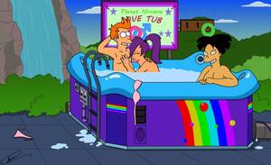 Futurama Porn Fry And Amy - Philip J. Fry, Leela and Amy make in hot tub hot orgy â€“ Futurama Porn