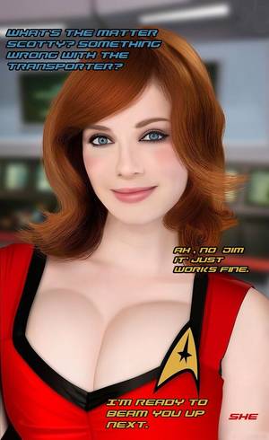 Celebrity Porn Caption Redhead - Man, this combines almost all my interests. Beautiful redheads, big tits,  hot celebrities and Star Trek. God I love this woman!