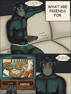 Anal Monkey Porn - e621 abs anal anal_penetration anthro antlers ape balls biceps blue_eyes  boxers_(clothing) cervine chimpanzee