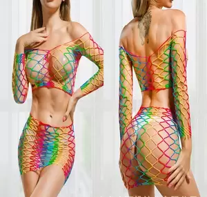 Colored Fishnet Stockings Porn - Sexy Lingerie Mesh Clothes Lace Colorful Fishnet Socks Women Beach Bodysuit  Porn Underwear Ladies Stockings Dress Baby Doll - AliExpress