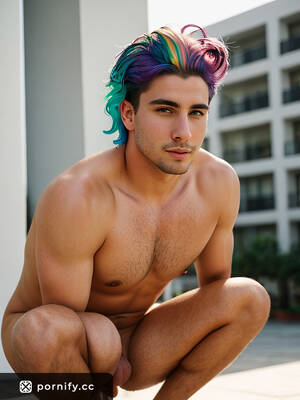 fat horny public - Rainbow-Haired, Stocky Australian Sex God Spreads Legs and Gets Horny with  Super Fat Cock in Public | Pornify â€“ Free PremiumÂ® AI Porn