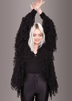 Fringe Dress Porn - Fab Fringe Black Shaggy Open Jacket | Pretty Attitude