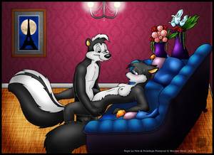 Female Anthro Skunk Porn - e621 anthro blush breasts cat duo feline female looney_tunes lying male  male/female male_penetrating mammal
