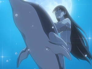 dolphin sex cartoons - Then, out at sea, a dolphin appears, and someone is riding it as Sakaki  watches.