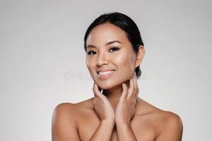 gray hair asian nude - Download Beauty Portrait Of A Happy Half Naked Asian Woman Stock Image -  Image of girl