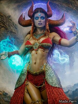 indian body paint porn - 20 red bodypaint indian wizzard hat top knot hair dragon scales created by  AI - AI Porn