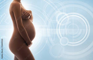 blue pregnant lady naked - Nude pregnant lady touching a beautiful belly isolated on white foto de  Stock | Adobe Stock