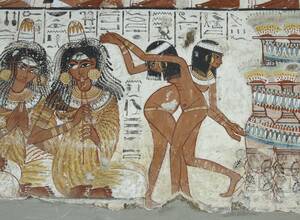 Ancient Egyptian Hieroglyphic Porn - Egyptian tomb mural from the reign of Amenhotep III, showing female  musicians playing and dancers moving to the music. ~1370BC, British Museum  [2500x1837] : r/ArtefactPorn
