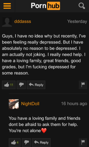 Depressing Porn - Someone Posted About Being Depressed On This Porn Site And People's  Responses Are Unexpectedly Heartwarming | Thought Catalog