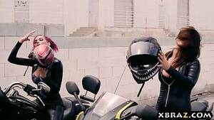 Leather Biker Bitches Porn - Emo biker babes banged by two thugs in their clubhouse - XVIDEOS.COM