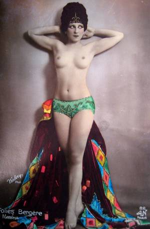 french nude vintage post cards - hand tinted photo of a French burlesque dancer, from Fivehands Curiosity  Shoppe. Find this Pin and more on Vintage French Postcards ...