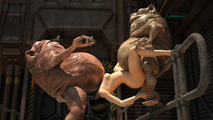 best animated monster porn - Horny stunner take one monster cock in her mouth, and the other in her pink