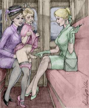 ladyboy erotic drawings - Got wild fun on train of cartoon fem