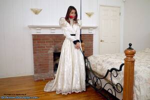 Celeste Porn Star Wedding - Brunette bride Celeste Star is ballgagged and tied up in her wedding dress  - PornPics.com