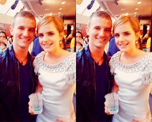 Dursleys Harry Potter Gay Porn - Emma with gay porn star Cameron Adams, who plays Hermione Granger's spoof  character Himmione Grainghim, in Whorrey Potter and the Sorcerer's Balls.