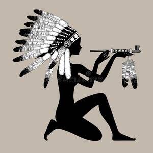 nude american indian cartoons - American Indian Girl Smoking a Pipe Stock Photo - Image of pattern, head:  47734416