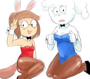 Cj From Regular Show Porn - e621 aipiepo animal_humanoid animate_inanimate anthro blush bow_tie breasts  brown_hair bunny_costume cartoon_network cleavage clothed clothing cloud ...
