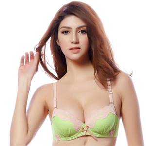 flat chested tiny teen - Bowknot push up lace bra small size A