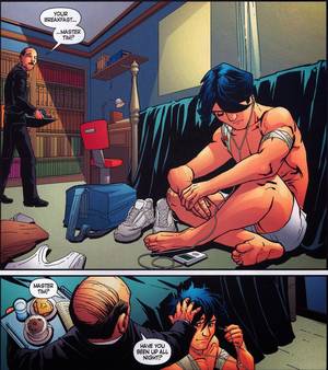 Dc Robin Gay Porn - Time for some gratuitous (Red) Robin fanservice! This piece of pre-New 52  beefcake is from Robin #162. Aw, it's sweet how Alfed ruffles his hair.