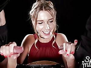 crystal handjob messy - Alexis Crystal uses a group of guys cum for messy handjob