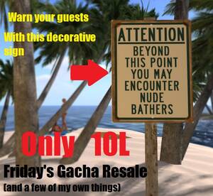crazy nude beach - Second Life Marketplace - Nude beach sign
