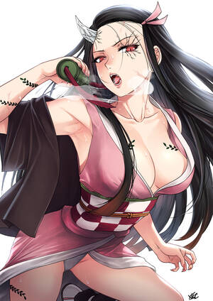 Armpit Rule 34 Porn - Rule 34 - aged up armpit armpit fetish big breasts black hair body markings  cleavage demon girl demon slayer fangs female female only gag bondage gag  removed hair ribbon haori horn kamado