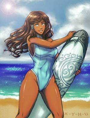 Korra Short Hair Porn - avatar: the last airbender beach blue eyes breasts brown hair competition  swimsuit contemporary covered navel dark skin hair down hair tubes k-y-h-u  korra ...