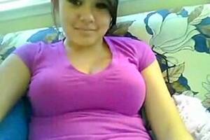 asian american titties - Cute asian american girl flashes her big tits on cam for her bf, watch free  porn