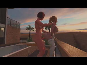 3d redhead shemale - Redhead Shemale fucks Blonde Tranny - Anal Sex, 3D Futanari Cartoon Porno  On the Sunset - PORNORAMA.COM