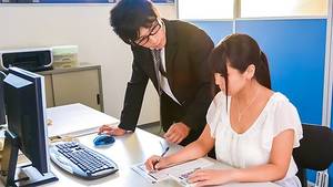 Down Suit Porn - Busty Japanese goes down on a juicy dick