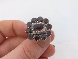 Georgian Vintage Porn - 9ct gold flat cut Garnet & seed Pearl large & heavy 18th century/Georgian  ring