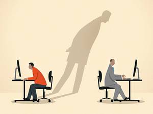 Darknet Forbidden Porn Chan - Shadow of businessman spying on colleague using computer