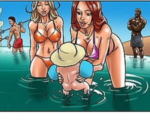 free beach xxx cartoons - Black porn cartoon scene with extremely hot stacked chicks on the beach
