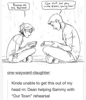 Fan Art Sabriel Spn Porn - Dean helping Sammy with â€œOur Townâ€ rehearsal - fanart