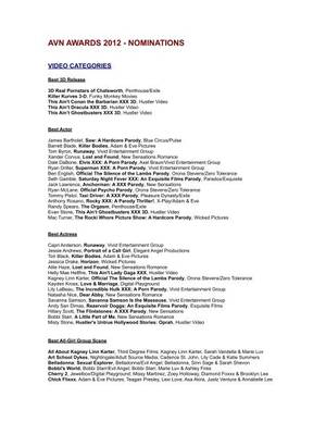 belladonna best scenes lesbian - AVN AWARDS 2012 - NOMINATIONS