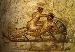 Ancient Roman Couple Porn - Ancient Romans were very fond of decorating the walls of their brothels  with erotic art, though it is not universally agreed upon whether the  frescoes were to arouse the customers or were