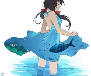 Hetalia Seychelles Porn - back bare_shoulders black_hair closed_eyes dress fish hair_ribbon  hanabi_(artist) highres long_hair ribbon seychelles_(hetalia) smile solo  twintails water ...