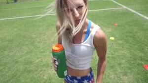 coach handjob - Lora gives Soccer Coach a very Public Handjob watch online or download