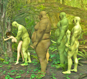 fat monster nude - Fat green monsters stand in line to fuck a hottie | 3dwerewolfporn.com