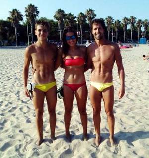 bisexual beach party - ... Beach Boys in Yellow Speedos Swimsuit Threesome