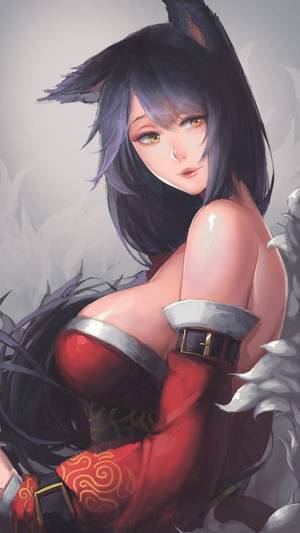 Lol Ahri Porn Rul - ahri animal_ears breasts fox_ears large_breasts league_of_legends  light_smile parted_lips sideboob sky_of_morika solo yellow_eyes