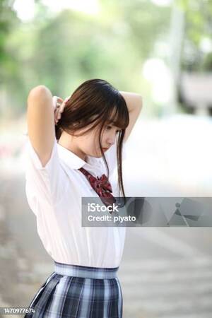 Asian Schoolgirls Uniform - Beautiful Asian Japanese School Girl Uniform Looking At Park Outdoor Stock  Photo - Download Image Now - iStock